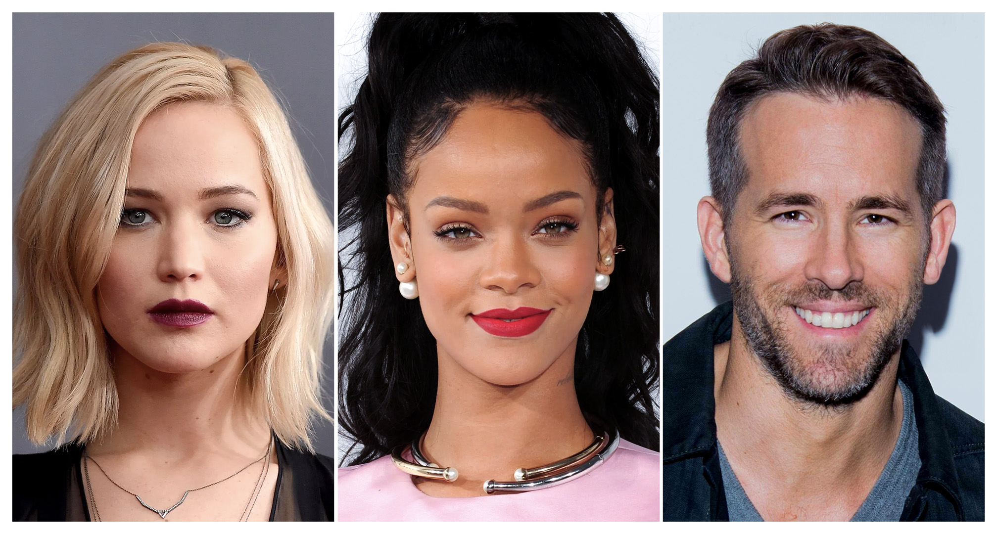 jennifer lawrence, rihanna og ryan reynolds