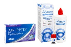 Air Optix Plus Hydraglyde Multifocal (3 linser) + Oxynate Peroxide 380 ml med etui