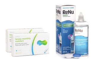 Lenjoy Monthly Comfort (12 linser) + ReNu MultiPlus 360 ml med etui