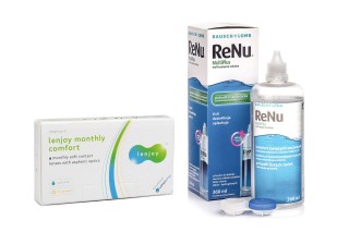Lenjoy Monthly Comfort (6 linser) + ReNu MultiPlus 360 ml med etui